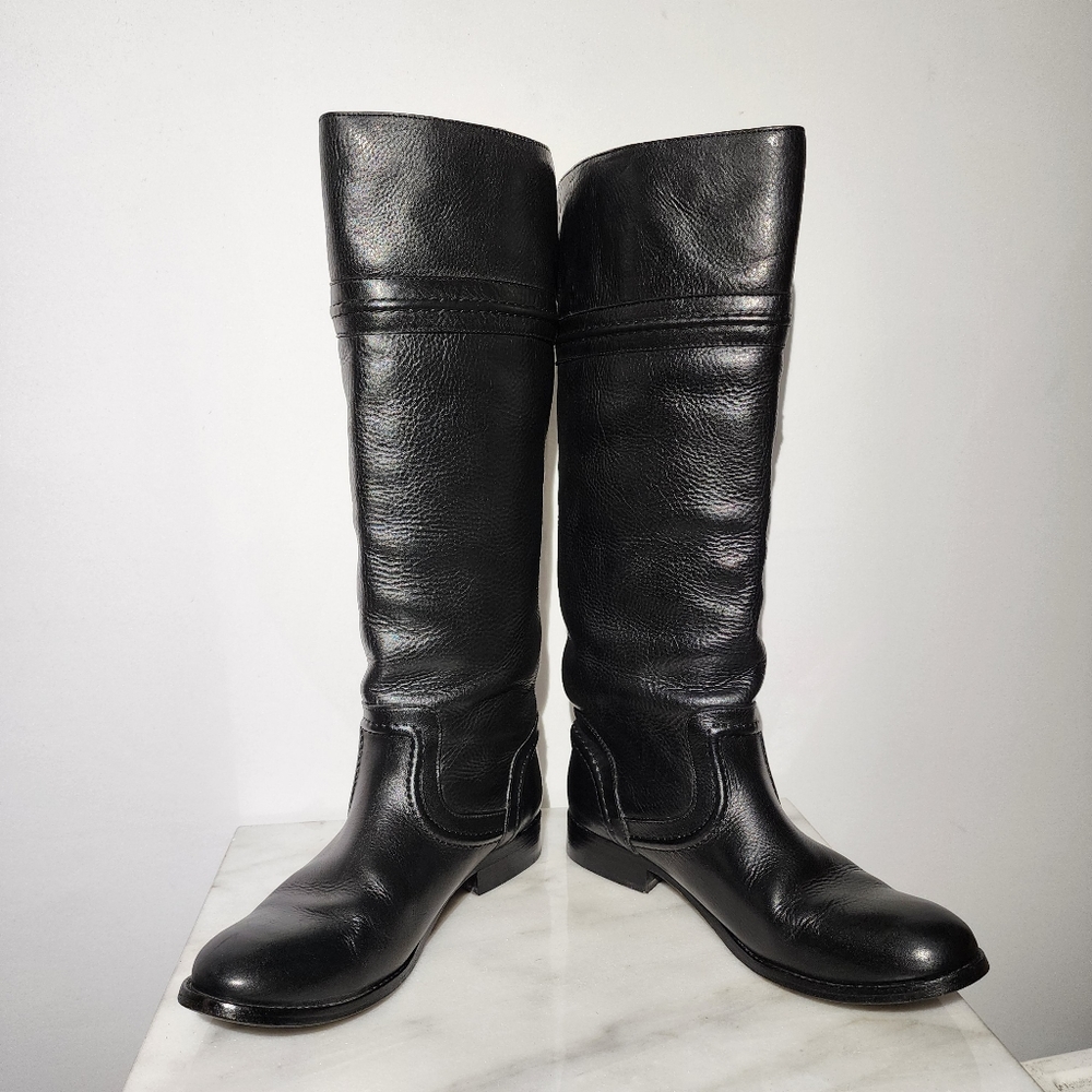 FRYE Melissa Black Leather Tall Pull-on Boots - Picture 8 of 9